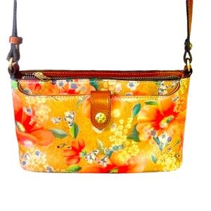 Patricia Nash Alyssa Italian Floral leather  crossbody shoulder bag.
